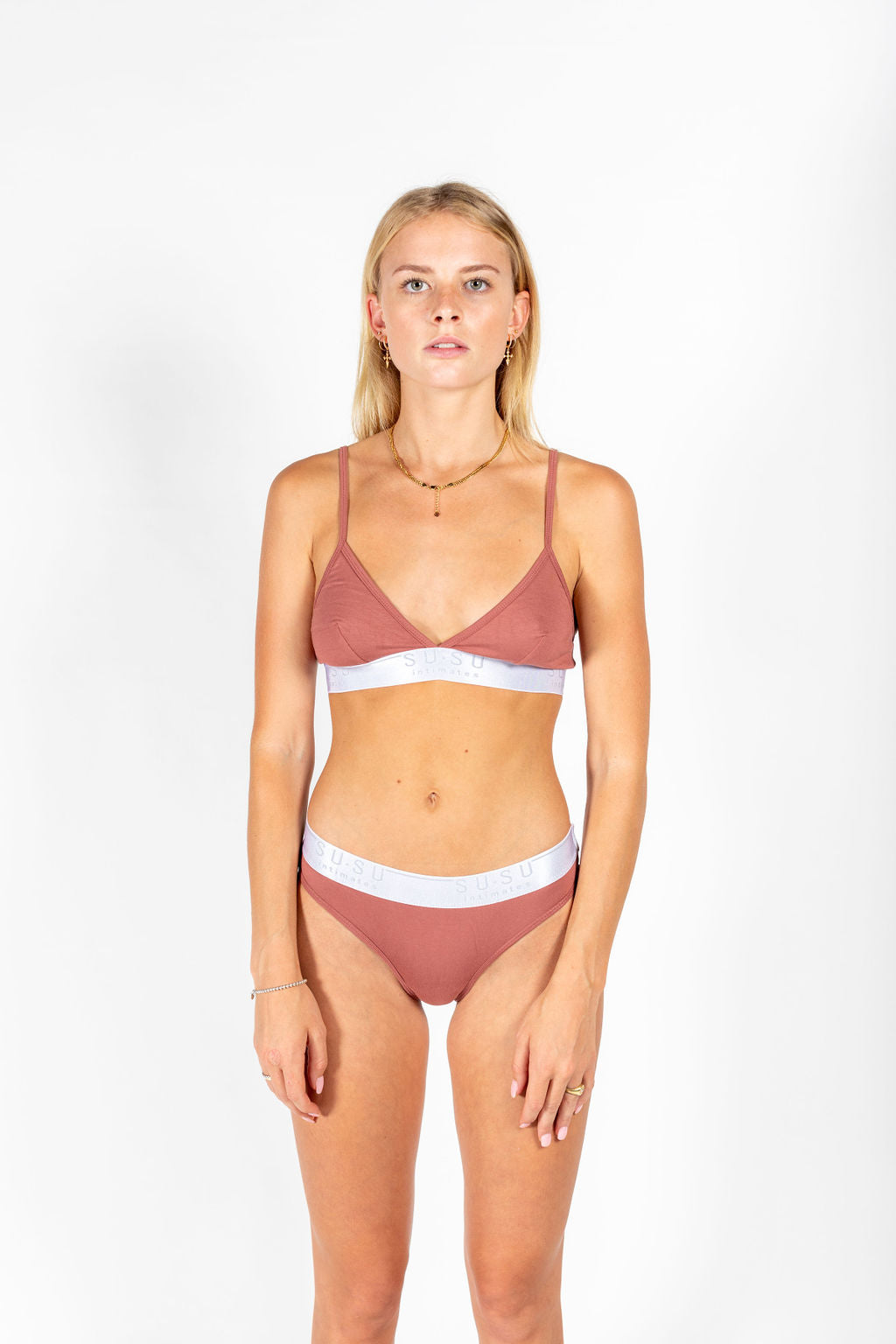 signature triangle bra coral